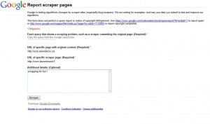 Interface de dénociation de scrapping de Google