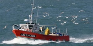 Un pecheur au large du port du Havre