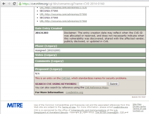 CVE MITRE 2014-0160